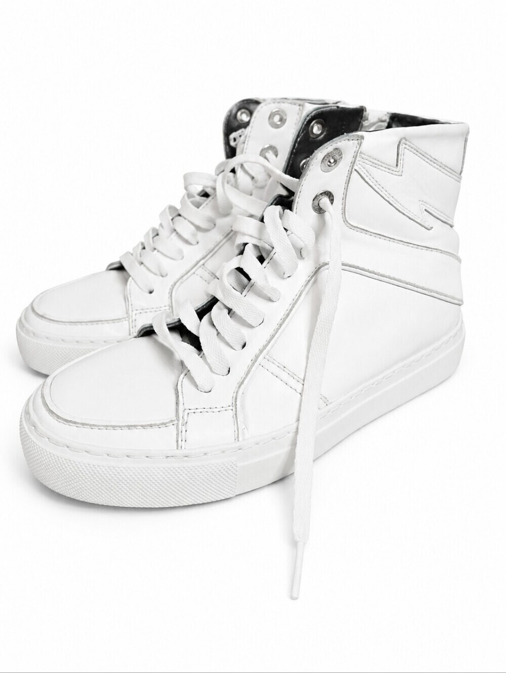 Womens Zadig & Voltaire White High-Top Leather Sneakers Size 36